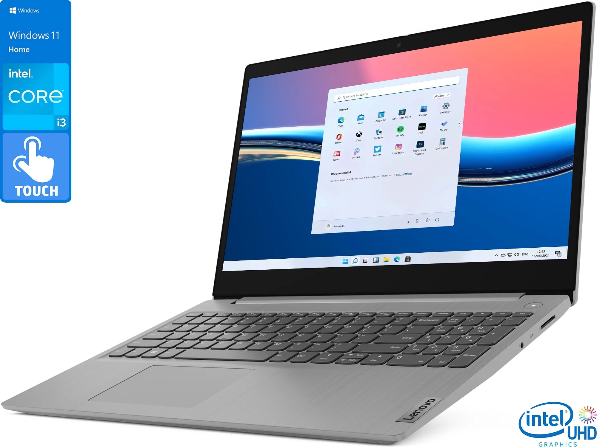 Lenovo IdeaPad 3 Laptop, 15.6 HD Touch Display, Intel Core i3-1115G4 Upto 4.1GHz, 8GB RAM, 2TB NVMe SSD, HDMI, Card Reader, Wi-Fi, Bluetooth, Windows 11 Home S