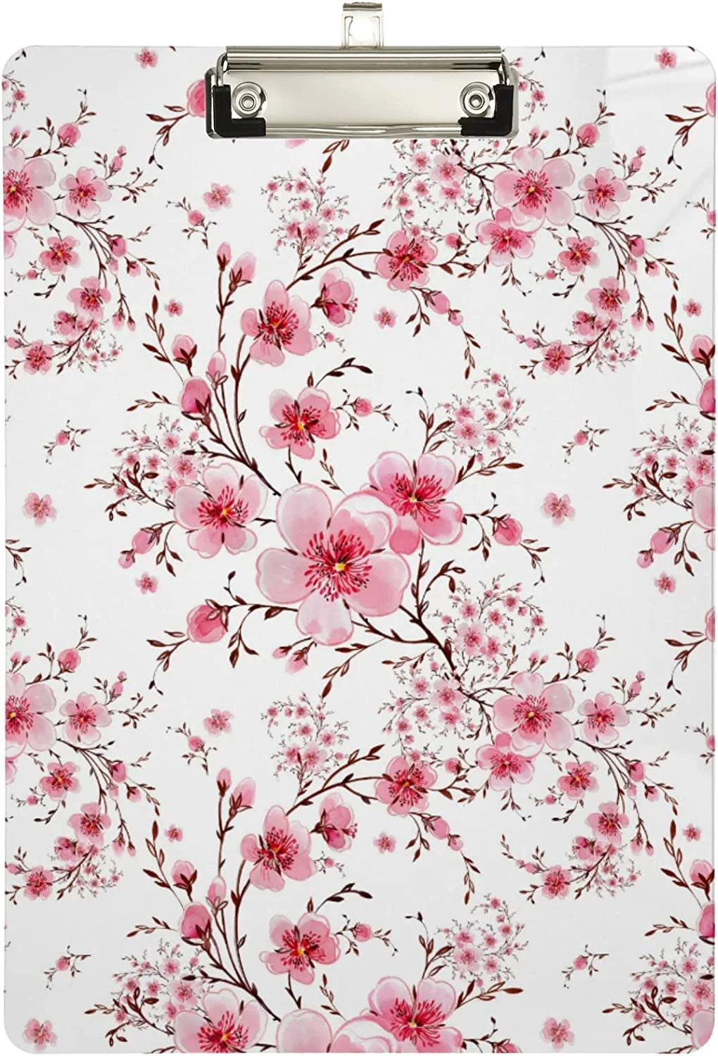 KXMDXA Beautiful Spring Pink Cherry Blossom Clipboard Hardboard Wood Nursing Clip Board and Pull for Standard A4 Letter 13x9 inches