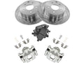 Rear Ceramic Brake Pad Cross Drilled and Slotted Rotor and Caliper Set - Compatible with 2002 - 2017 Nissan Altima 2003 2004 2005 2006 2007 2008 2009 2010 2011 2012 2013 2014 2015 2016