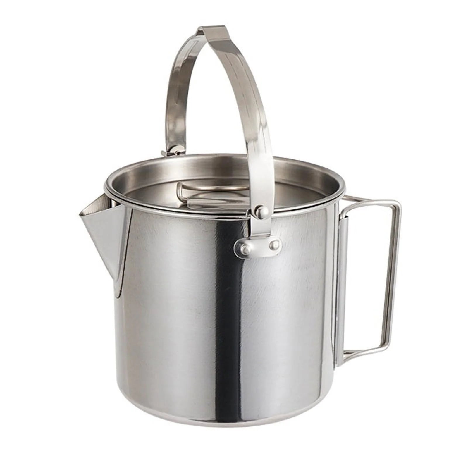 tsondianz Outdoor Stainless Steel Kettle 1.2L Mountaineering Camping Teapot Portable Hanging Pot Cooker Coffee Pot Picnic Pot