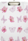 Wellsay Pink Peach Cherry Blossom Butterfly Clipboard | Clipboard with Low Profile Silver Clip | Decorative Clipboard for School, Office, Nurse, Art, Business,9 x 12.5 Inches