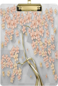 GZHJMY Pink Cherry Blossom Flower Modern 3D Stylish Acrylic Clipboard Letter Size 9 x 12.5 Decorative Clipboard with Low Profile Gold Metal Clip for Office School Student Whiteboard Clipboards