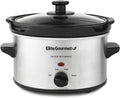 Elite Gourmet MST-275XS Electric Slow Cooker, Adjustable Temp, Entrees, Sauces, Stews & Dips, Dishwasher Glass Lid & Ceramic Pot, 2Qt Capacity, Stainless Steel