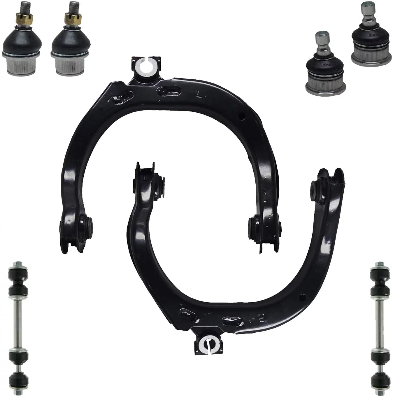 Detroit Axle - 8PC Front Upper Control Arm w/Ball Joint and Sway Bar Link Kit for 2008 2009 Chevrolet Trailblazer, GMC Envoy