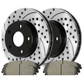 AutoShack Front Drilled Slotted Brake Rotors Black and Performance Ceramic Pads Kit Driver and Passenger Side Replacement for Dodge Challenger Magnum 2011-2013 2016-2018 Charger 2005-2020 Chrysler 300