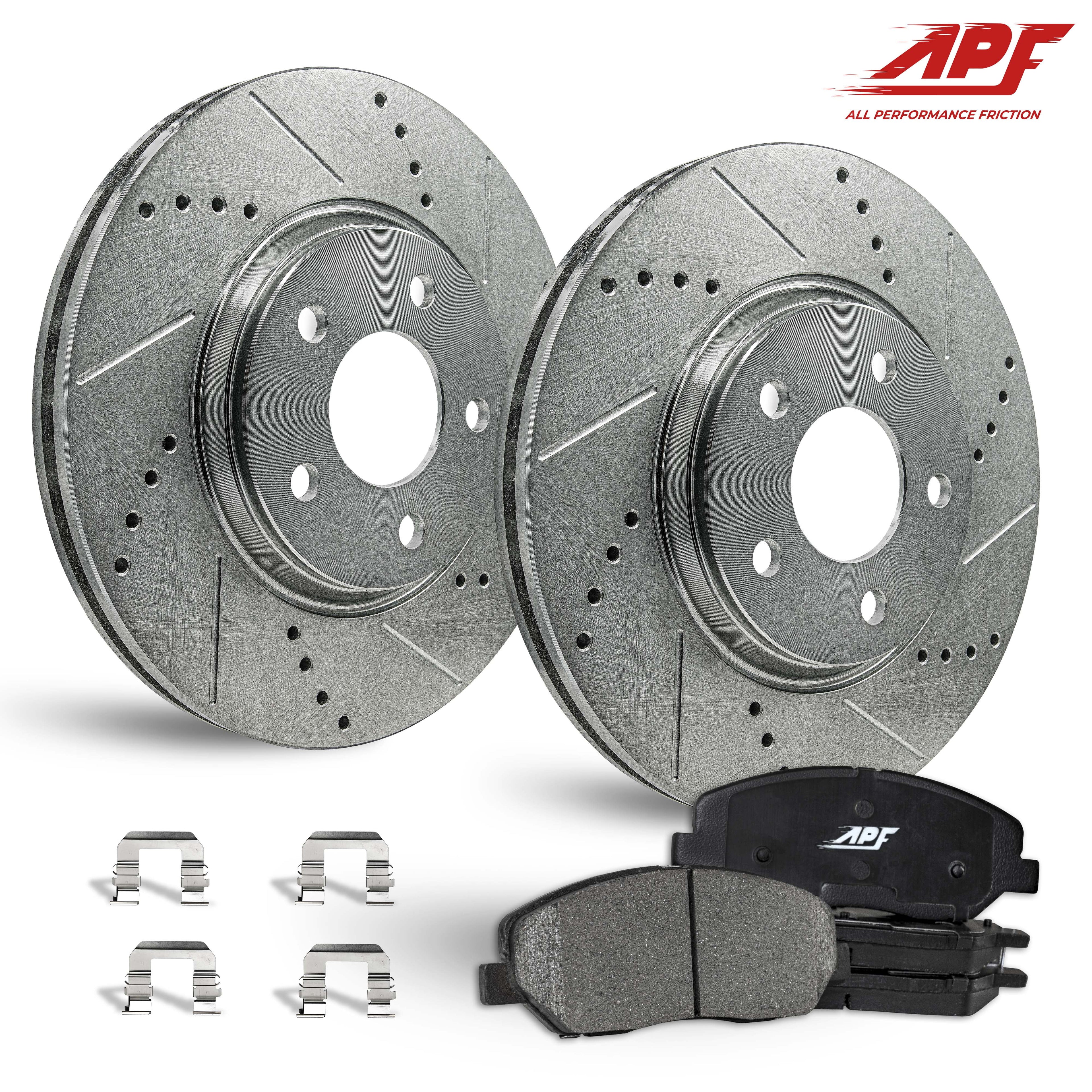 Front Zinc Drill/Slot Brake Rotors + Ceramic Pads for Mazda 3 Sport 2009