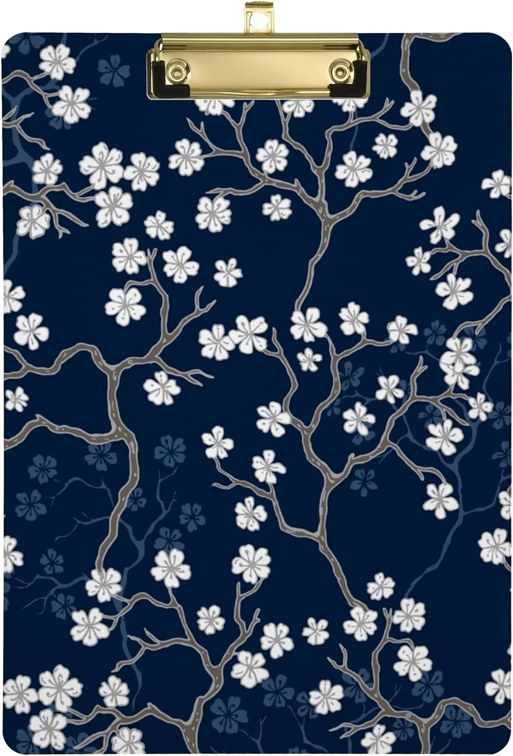 GZHJMY Cherry Blossom Flower Floral Navy Blue Clipboards for Kids Student Women Men Letter Size Plastic Low Profile Clip, 9 x 12.5 in, Silver Clip Whiteboard Clipboards