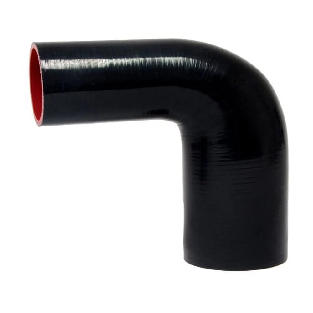 HPS HTSER90-050-075 1/2-3/4 ID 4 Black Silicone 90 Deg. Elbow Reducer Hose