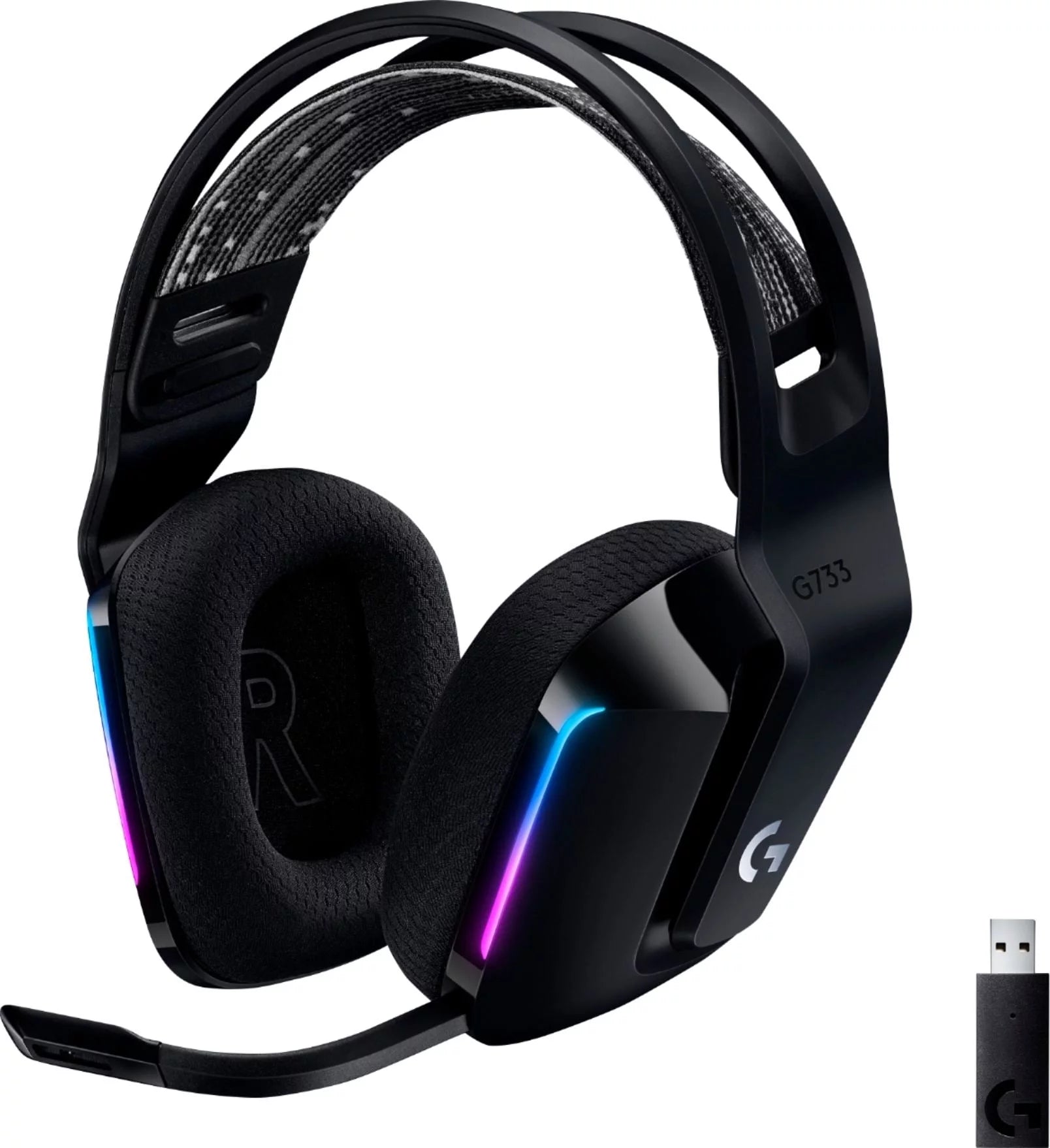 Logitech - G733 Wireless DTS :X v2.0 Over-the-Ear Gaming Headset for PC and PlayStation - Black