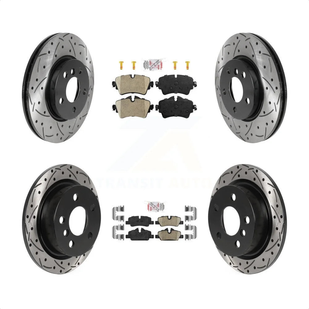 Transit Auto - Front Rear Ceramic Pads And Coated Drilled Slotted Disc Brake Rotors Kit For Mini Cooper KDA-101621
