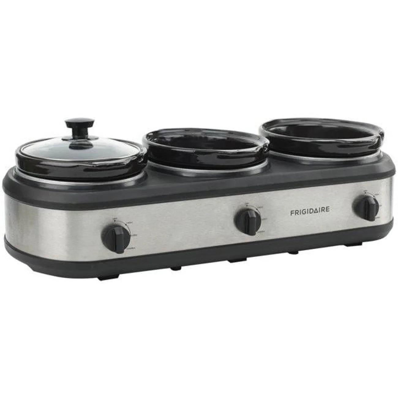 420W Triple Slow Cooker & Buffet Server with Three 2.5-Quart Ceramic Pots