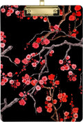 Wellsay Sakura Cherry Blossom Flower Floral Clipboards for Kids Student Women Men Letter Size Plastic Low Profile Clip, 9 x 12.5 in, Silver Clip