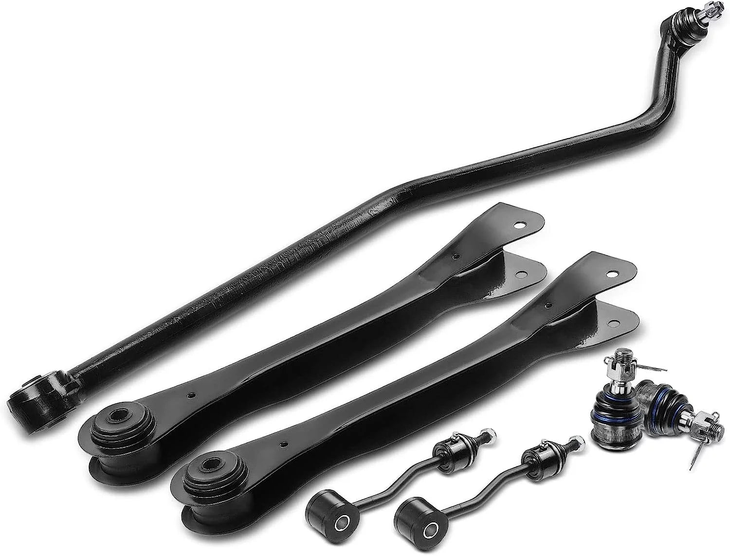 A-Premium 7Pcs Front Suspension Kit Upper Control Arm and Lower Ball Joint Stabilizer Bar Link Compatible with Jeep TJ Wrangler 1997-2006 4WD