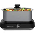 West Bend 87905 Slow Cooker Large Capacity Non-stick Variable Temperature Control Includes Travel Lid and Thermal Carrying Case, 5-Quart, Silver