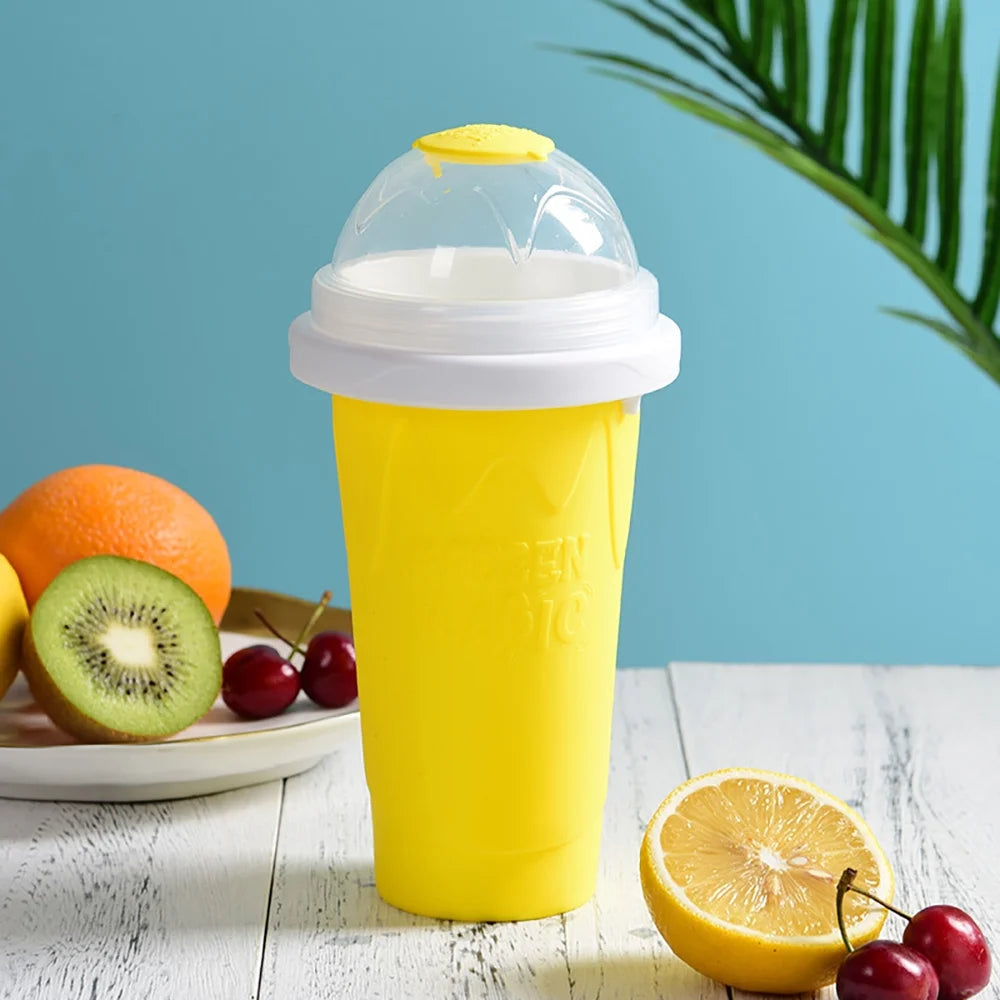 Slushie Maker Cup Quick-Frozen Smoothies Homemade Milkshake Bottle Fast Cooling-Yellow