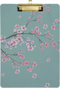 Acrylic Clipboard Cherry Blossom Flowers A4 Letter Size Clipboards for Students Kids Officers Workers, Silver Clip, Size 12.5 x 9 Inches Whiteboard Clipboards