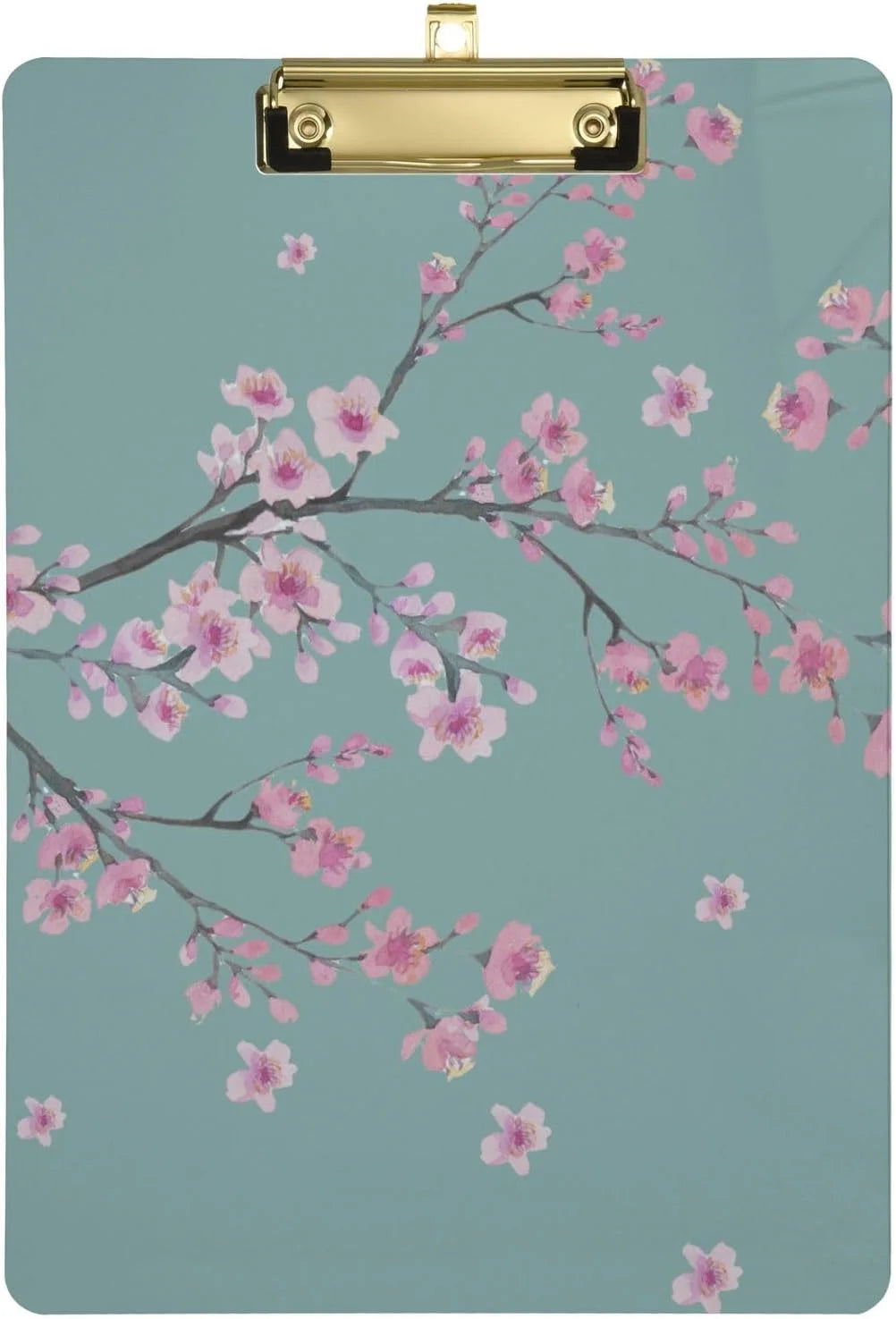 Acrylic Clipboard Cherry Blossom Flowers A4 Letter Size Clipboards for Students Kids Officers Workers, Silver Clip, Size 12.5 x 9 Inches Whiteboard Clipboards