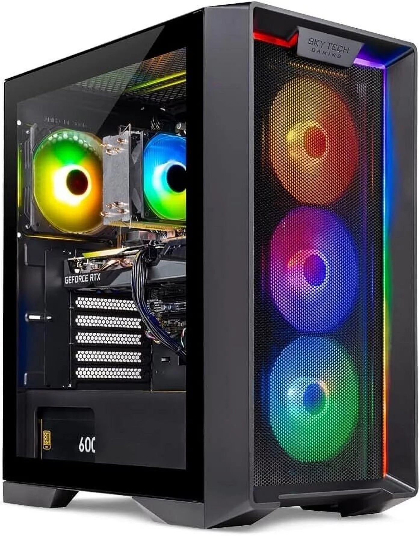 Skytech Nebula Gaming PC Desktop ¨C AMD Ryzen 5 5600X 3.7 GHz, NVIDIA RTX 4060 Ti, 1TB NVME SSD, 16GB DDR4 RAM 3200, 600W Gold PSU, 11AC Wi-Fi, Windows 11 Home 64-bit,Black