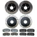 AutoShack Front and Rear Drilled Slotted Brake Rotors Black and Ceramic Pads Kit Replacement for Saturn Vue Pontiac Torrent Suzuki XL-7 Chevrolet Captiva Sport 2007-2009 Equinox V6 BRAKEPKG566