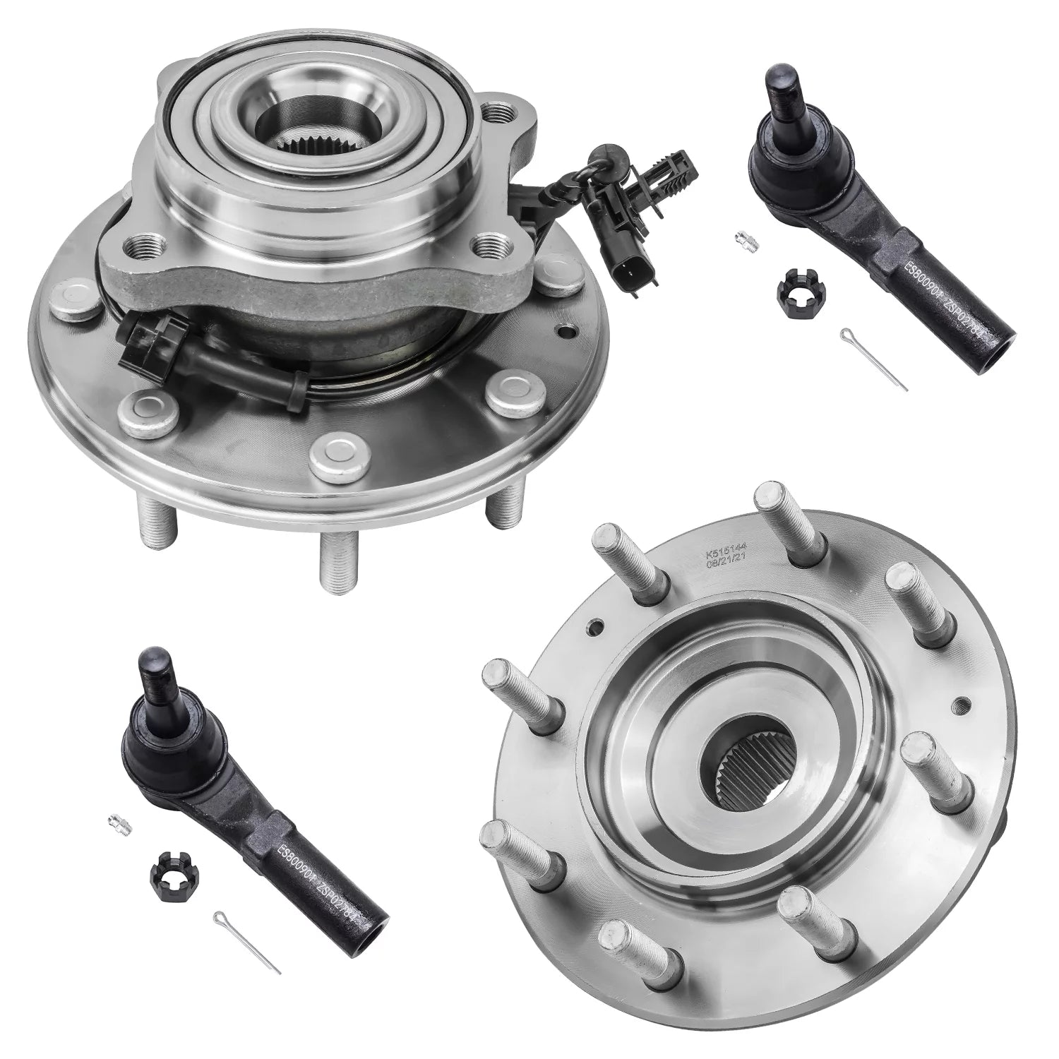 Detroit Axle - 4pc 4WD Front Wheel Hub & Bearings Outer Tie Rods Replacement for GMC Sierra 3500 HD