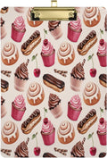 KXMDXA Cupcake Cherry Fruit Clipboard Hardboard Wood Nursing Clip Board and Pull for Standard A4 Letter 13x9 inches