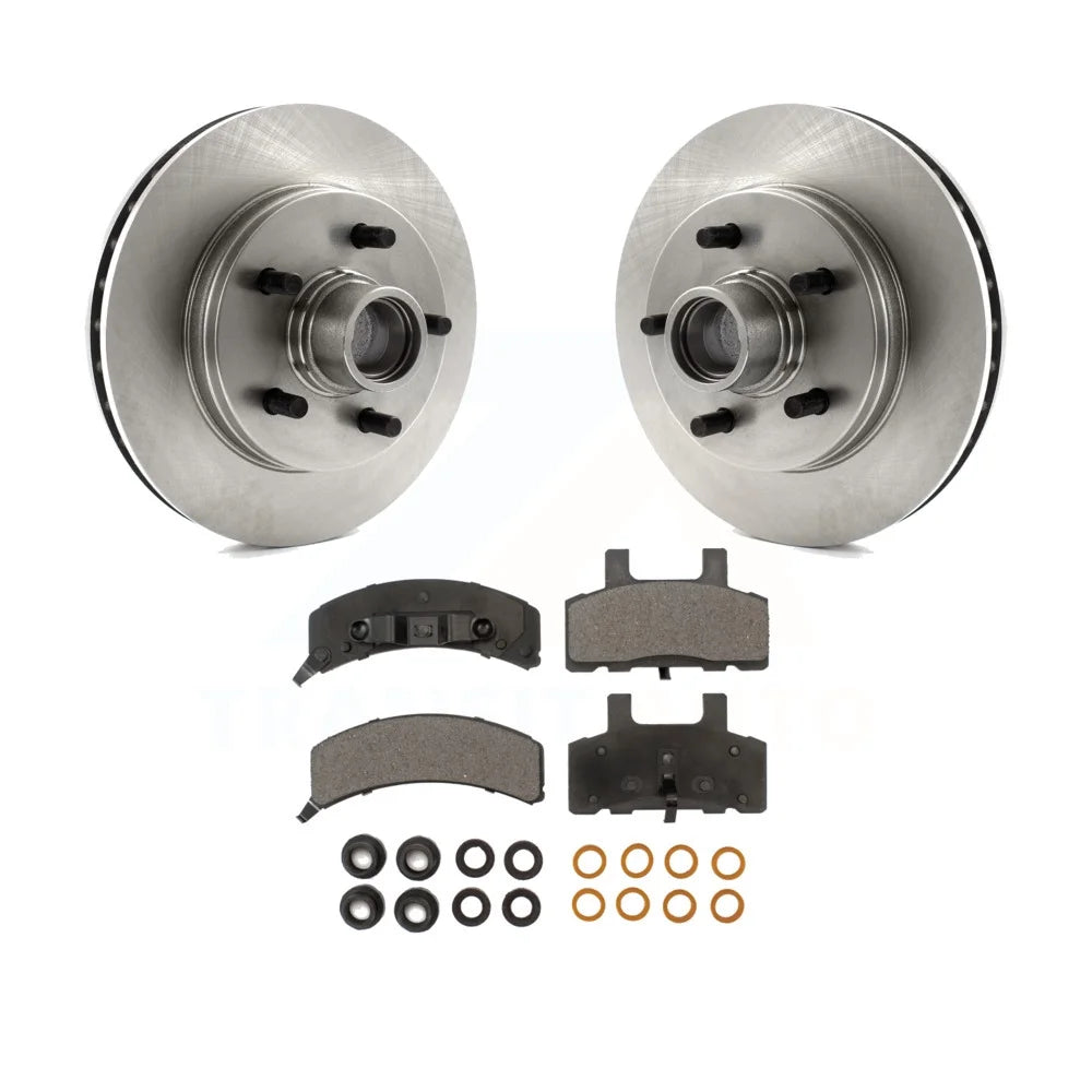 Transit Auto - Front Disc Brake Rotors Hub Assembly And Semi-Metallic Pads Kit For C1500 Chevrolet GMC Suburban K8F-100711