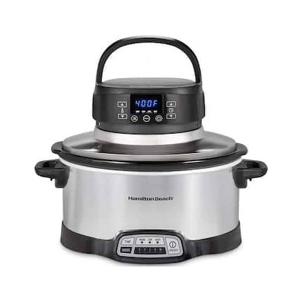 Hamilton Beach 2 in 1 6 Qt. Stainless Steel Slow Cooker with Air Fry Lid