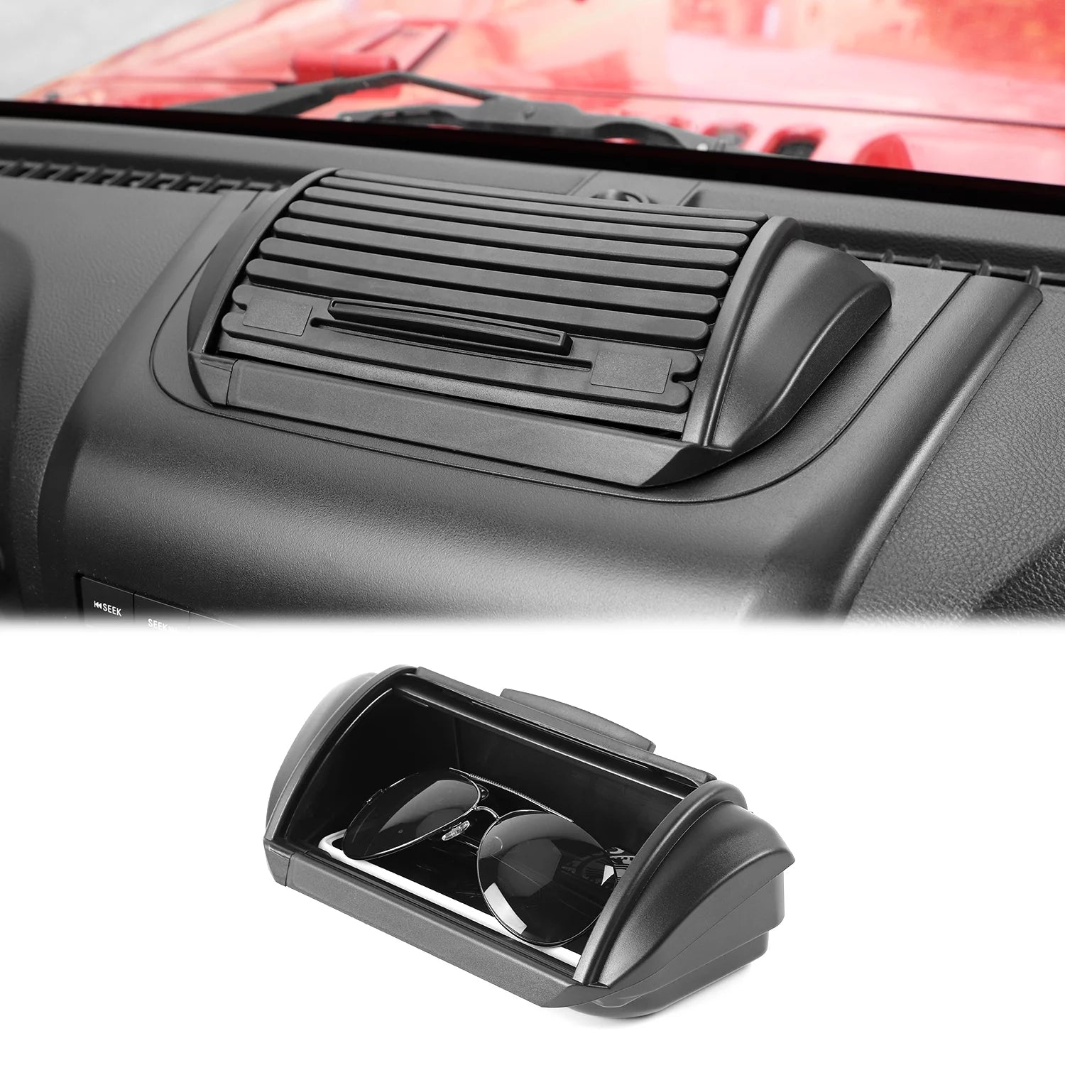 CheroCar Dashboard Storage Organizer Tray Box for Jeep Wrangler JK JKU 2-4 Doors 2011-2017 Storage Accessories,Black