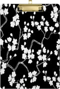 GZHJMY Cherry Blossom Flower Black White Acrylic Clipboard Letter Size 9 x 12.5 Decorative Clipboard with Low Profile Gold Metal Clip for Office School Student Women Whiteboard Clipboards
