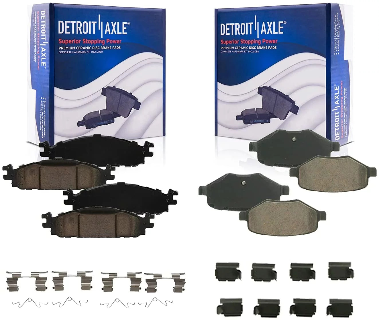 Detroit Axle - Brake Pads for Ford Explorer Flex Taurus Lincoln MKS MKT 4 Ceramic Brake Pads Front & Rear Replacement Brakes [Standard Duty Brakes]