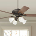 52 Casa Vieja Rustic Farmhouse Indoor Ceiling Fan with LED 4-Light Bronze Walnut Cherry Frosted Glass Shade Low Profile for Living Room Kitchen House