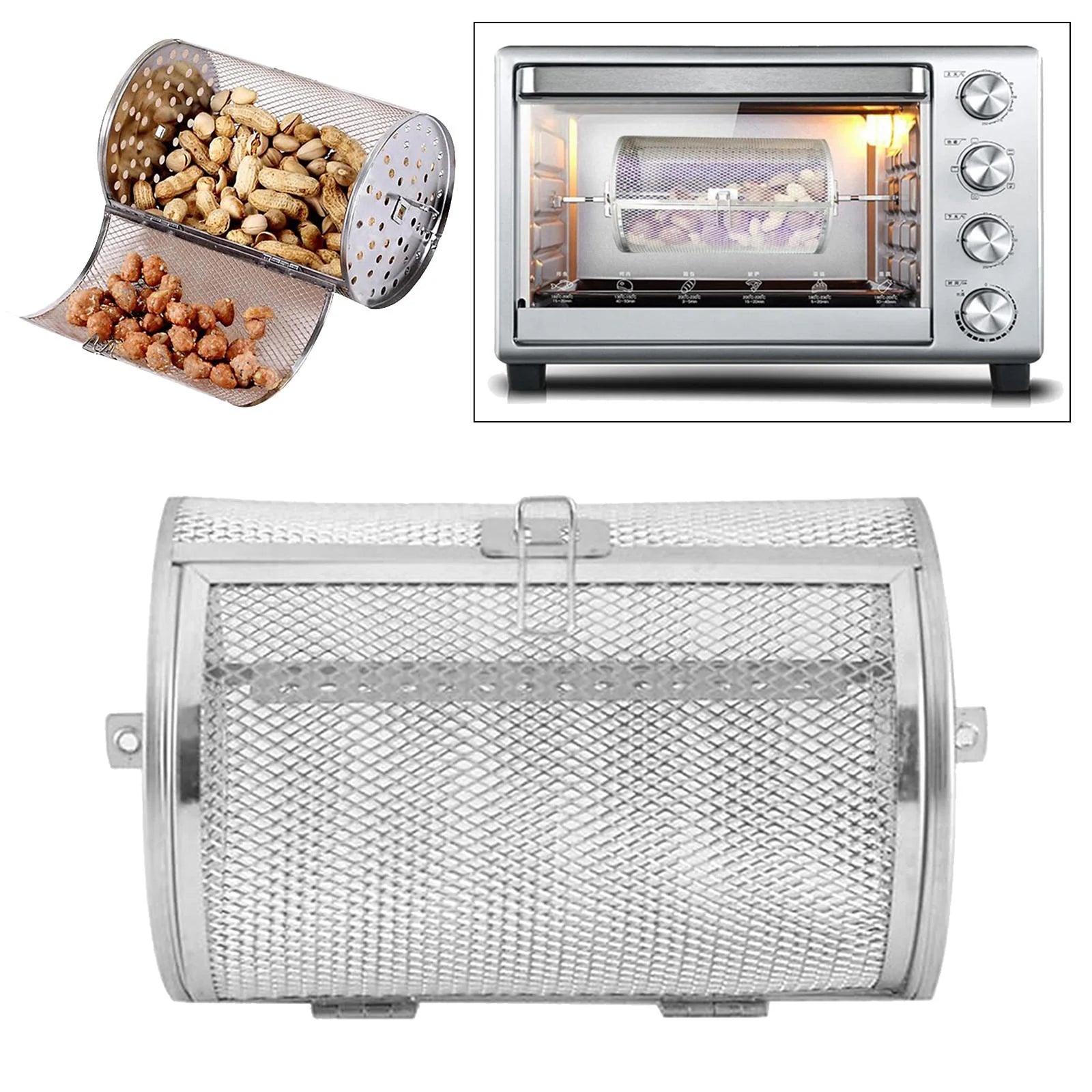 Alloy Roaster Drum Oven Cage  Rotatable Roasting Peanut Dried Beans Heating Evenly Roast Basket for Kitchen BBQ