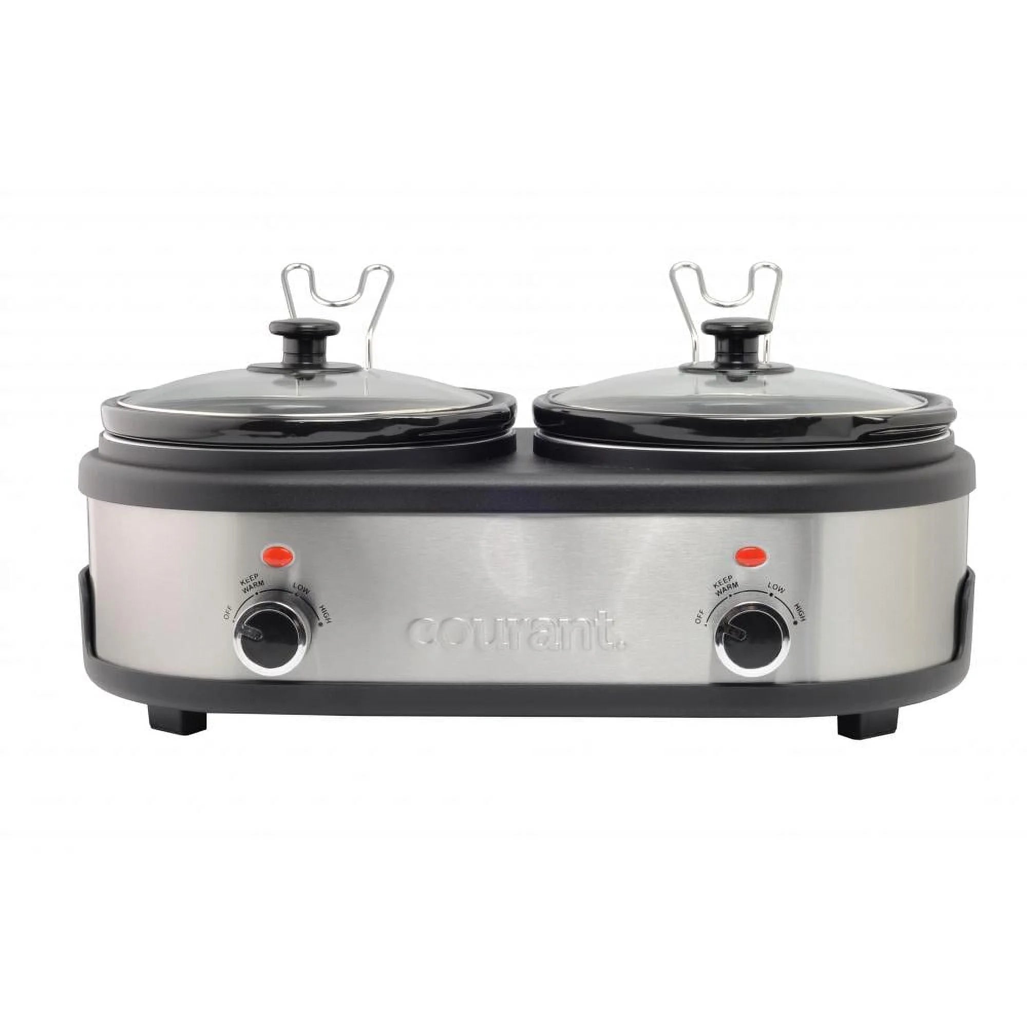 Courant 5 qt. (2.5 qt.) Each Double Slow Cooker - Stainless Steel