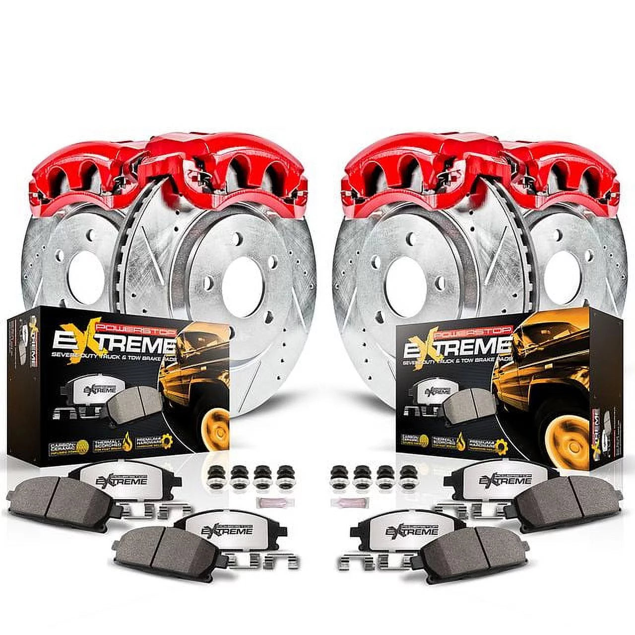 Power Stop Front and Rear Z36 Truck & Tow Brake Kit with Calipers KC1443-36