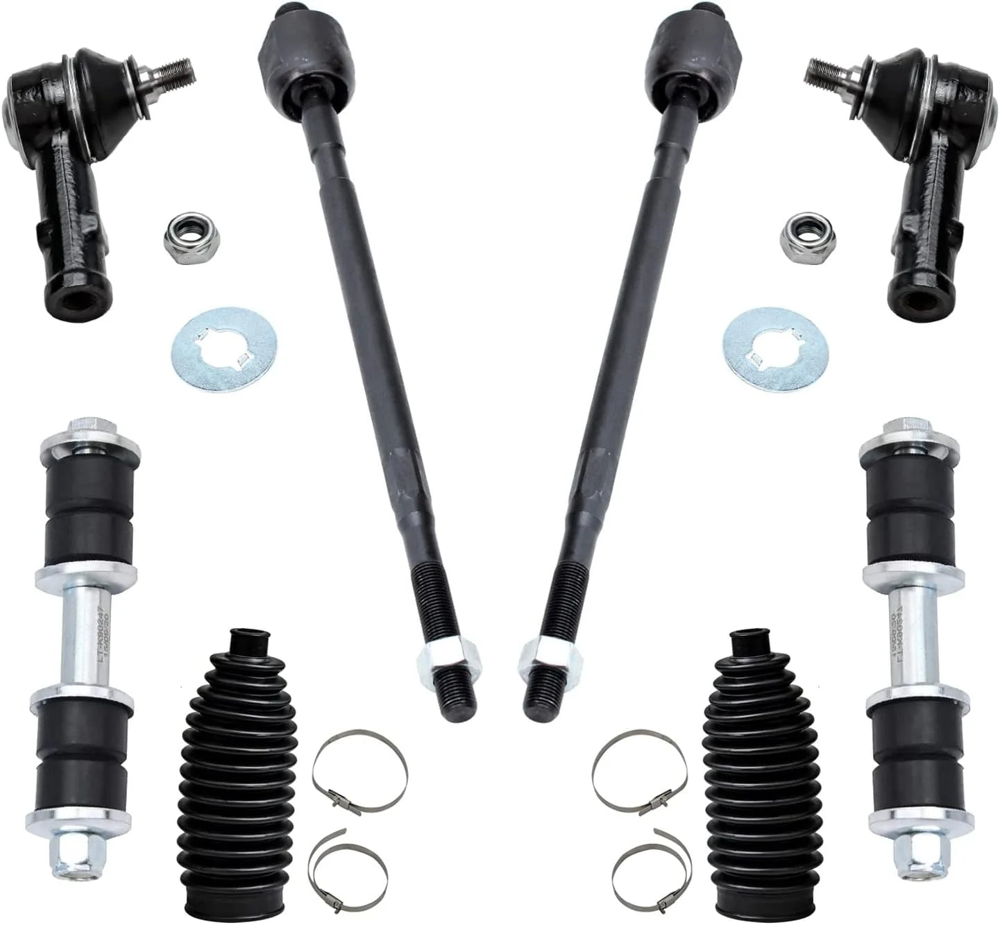 Detroit Axle - Front 8pc Suspension Kit for 1997-2002 Mitsubishi Mirage, 4 Tie Rod Ends 2 Stabilizer Sway Bars 2 Boots 1997 1998 1999 2000 20001 2002 Replacement