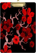 FMSHPON Cherry Blossom Red Flower Floral Stylish Clipboard Hardboard Wood Nursing Clip Board and Pull for Standard A4 Letter 13x9 inches