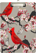 GZHJMY Blooming Cherry Cardinal Clipboard 9 x 12.5 Inches | Christmas Decorative Clipboard for School, Office, Nurse, Art, Business | Clipboard with Low Profile Silver Clip
