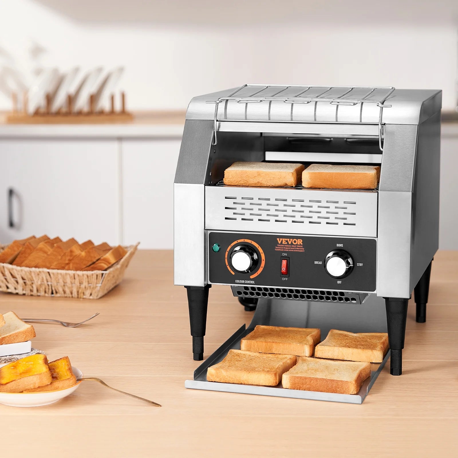 SKYSHALO Commercial Conveyor Toaster 300 Slices/Hour Commercial Toaster Heavy Duty