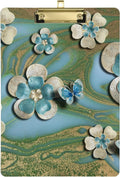 Wellsay Butterfly Cherry Blossom Flower Marble Print Clipboards for Kids Student Women Men Letter Size Plastic Low Profile Clip, 9 x 12.5 in, Golden Clip