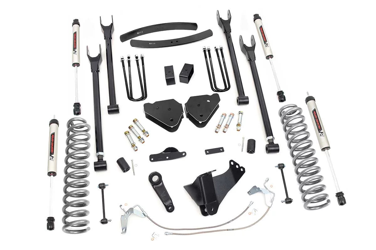 Rough Country 6 Lift Kit (fits) 2008-2010 Super Duty F250 F350 4WD Diesel | V2 Monotube Shocks |4-Link Suspension 58470