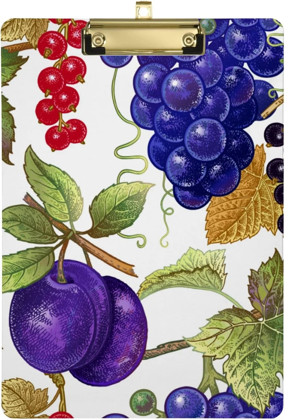 FMSHPON Grapes Plum Cherry Clipboard Hardboard Wood Nursing Clip Board and Pull for Standard A4 Letter 13x9 inches