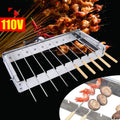 Electric Barbecue Skewer Rack for Grilling with 10pcs Stainless Steel BBQ Shish Kabob Skewer Sticks (Automatically Rotary)