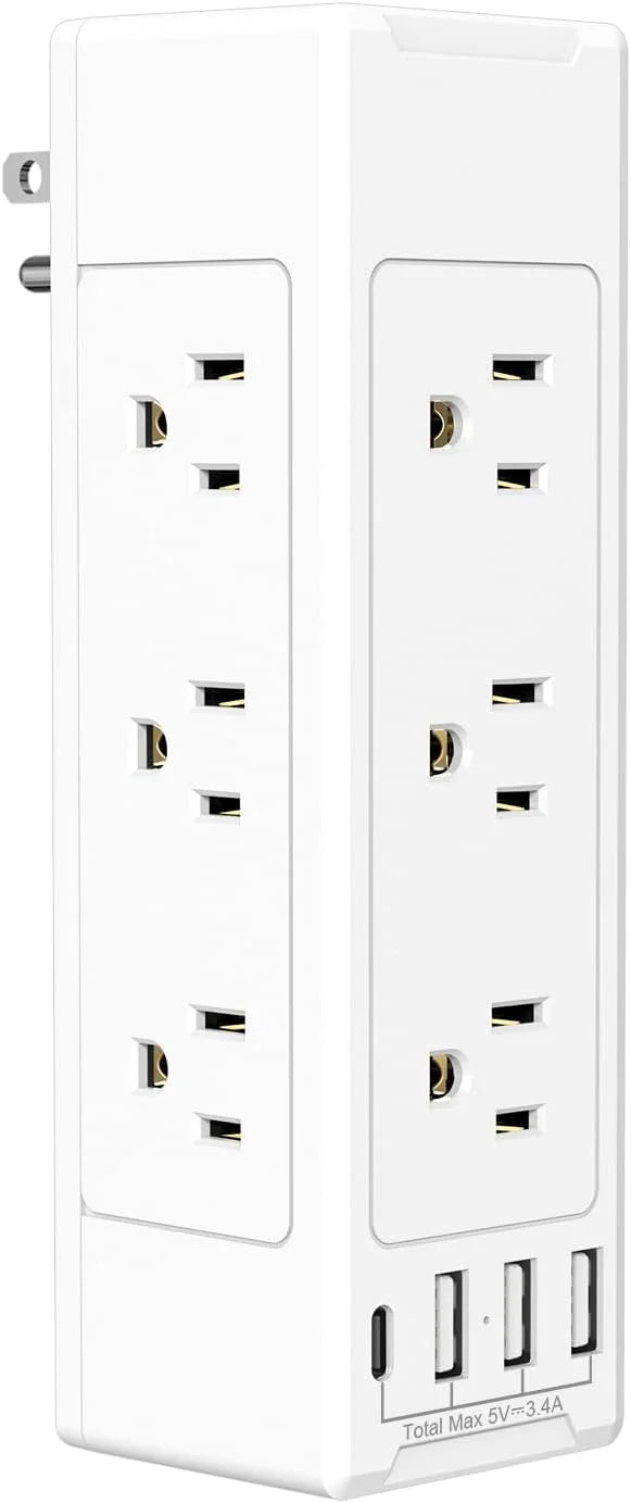 Outlet Extender Surge Protector with USB, BTU Multi Plug Wall Outlet Splitter with Rotating Plug, 3 USB Ports, 1 USB C