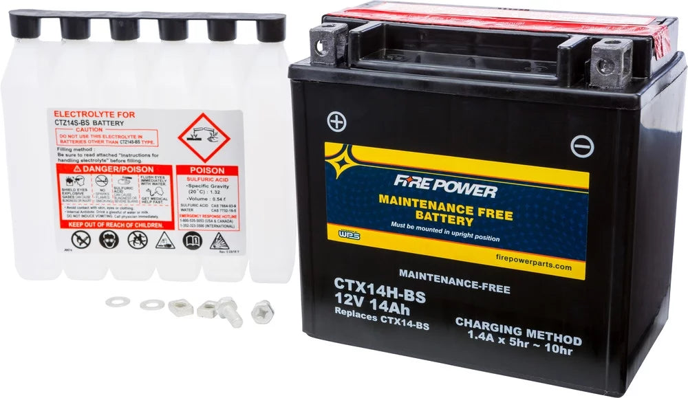Fire Power Maintenance Free Battery CTX14H-BS Compatible With Kawasaki ZX1100 Ninja ZX-11 1993-2001