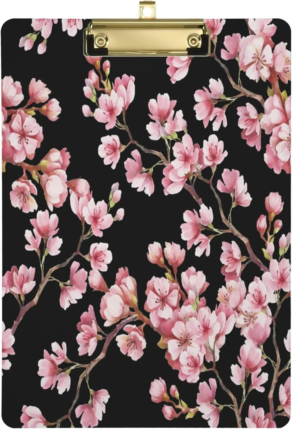 Wellsay Pink Cherry Blossom Flower Floral Stylish Acrylic Clipboard Letter Size 9 x 12.5 Decorative Clipboard with Low Profile Silver Metal Clip for Office School Student Women