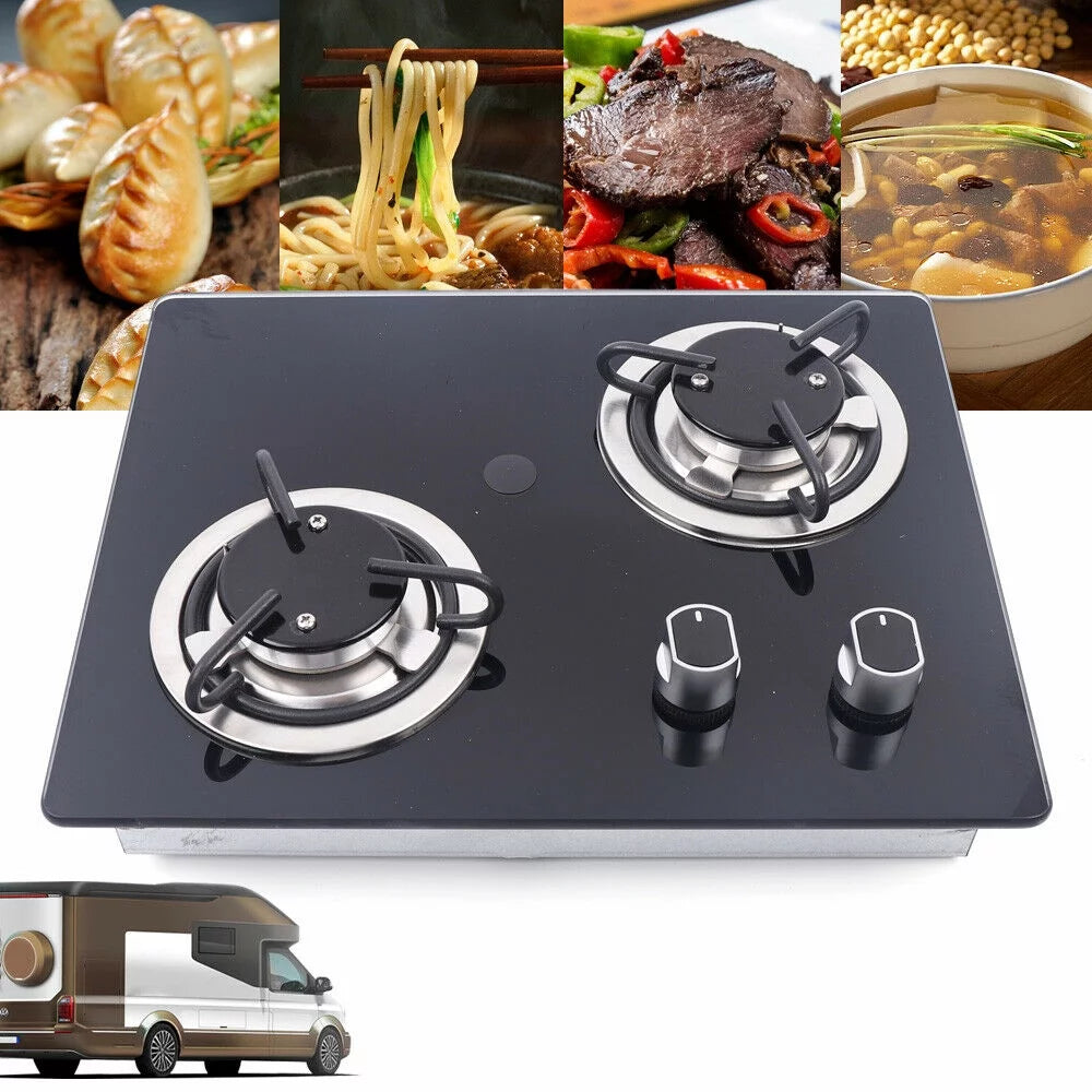 DENEST Boat Caravan RV Camper 2/3 Burner Gas Stove Hob Cooktop Black