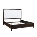 Benjara  Shim Queen Size Bed with Tall Headboard, White & Cherry Brown Wood