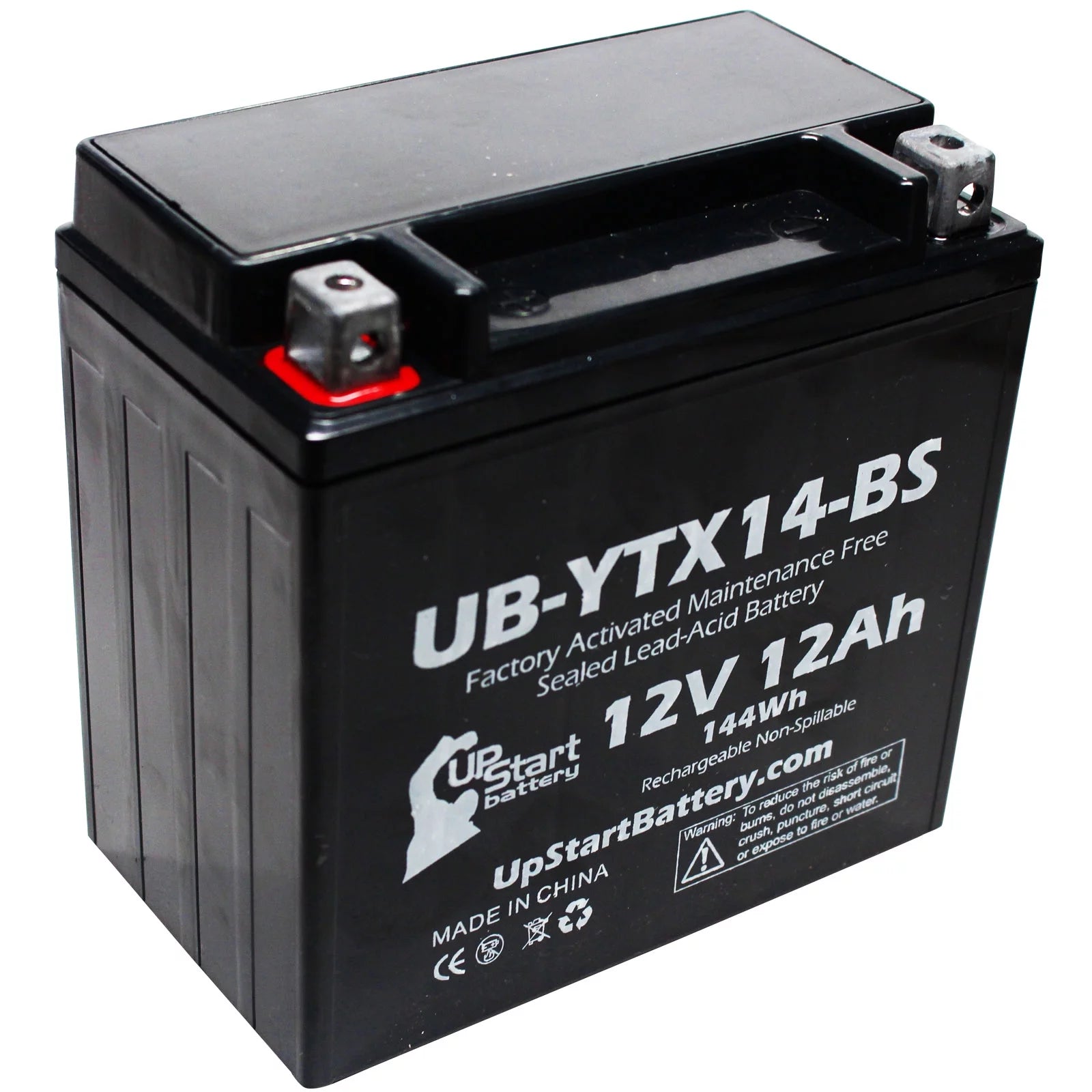 Replacement 2000 Kawasaki ZRX1100 1100 CC Factory Activated, Maintenance Free, Motorcycle Battery - 12V, 12AH, UB-YTX14-BS