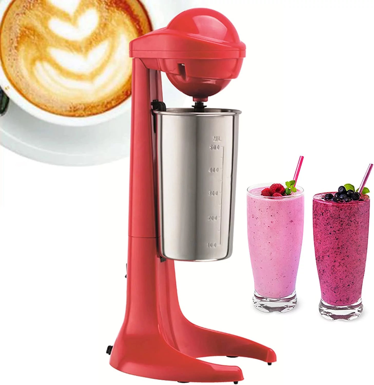 Miumaeov Handheld Electric Milk Shaker - Stainless Steel Milk Shaker Juicers 110V Mini Automatic Drink Cream Mixer Tea Drink Mixer for Kitchen Coffee Cooking Baking