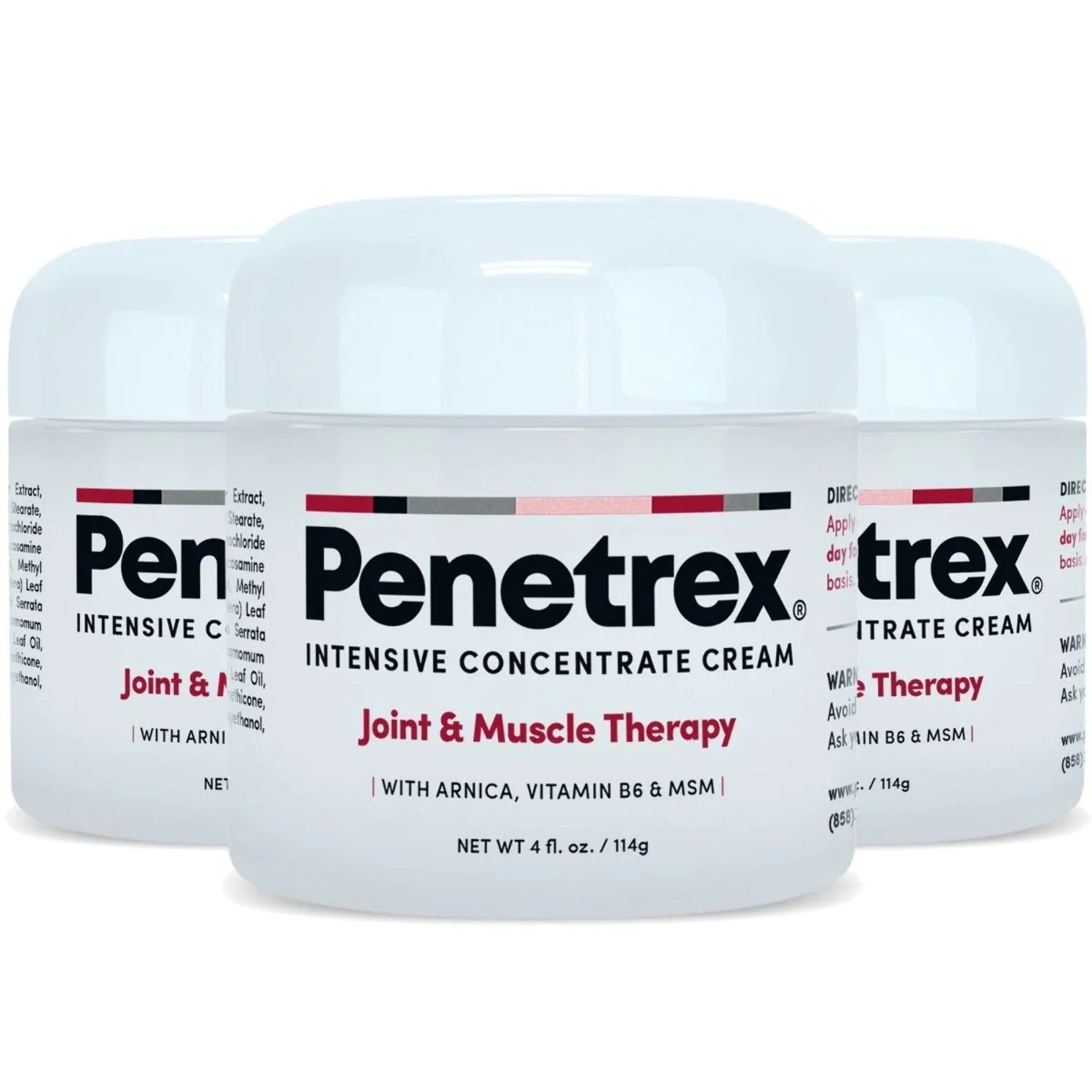 Penetrex Joint & Muscle Therapy  Soothing Relief for Back, Neck, Hands, Feet & Nerves  Maximum Strength Premium Whole Body Recovery Rub with Arnica, Vitamin B6 MSM & Boswellia  4oz Cream (3 Pack)